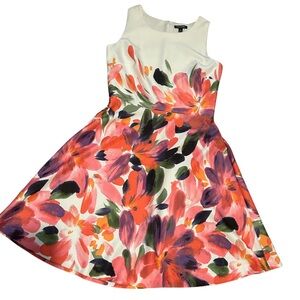 Roz and Ali, dress, water color floral print, back zippered, midi